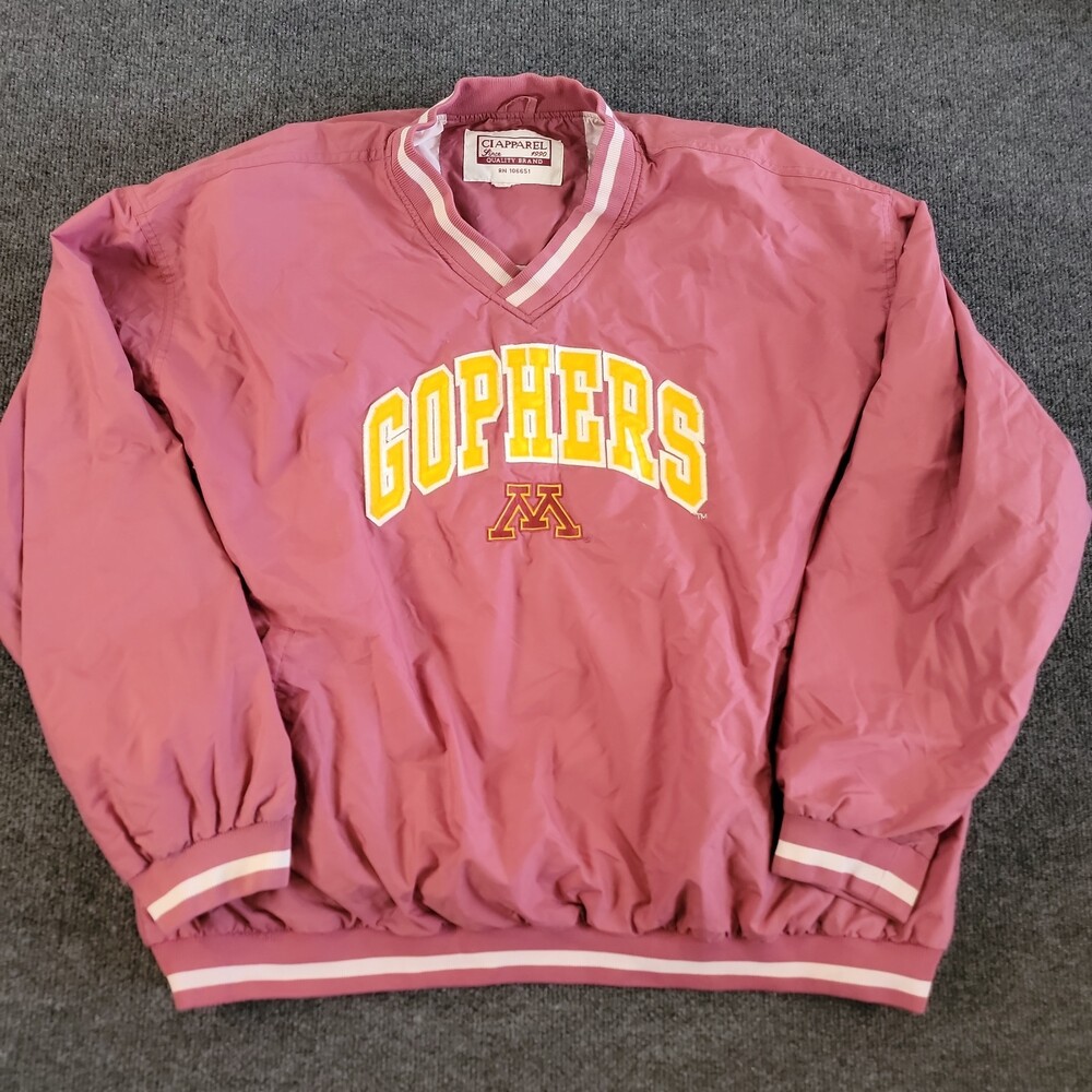 Vintage Minnesota Gophers Pullover Jacket XL Maroon Gold NCAA Windbreaker